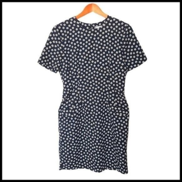 Vintage Misty Lane Black Daisy Floral Dress size 9 10 - Picture 1 of 9